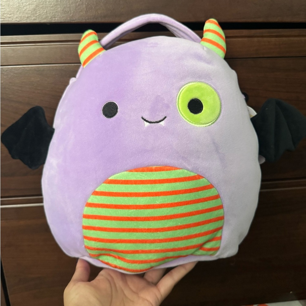 Cuddly Purple Monster with Stripes Halloween Bucket 👻🎃